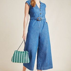 ANTHROPOLOGIE Pilcro Jinxed Denim Jumpsuit In Blue